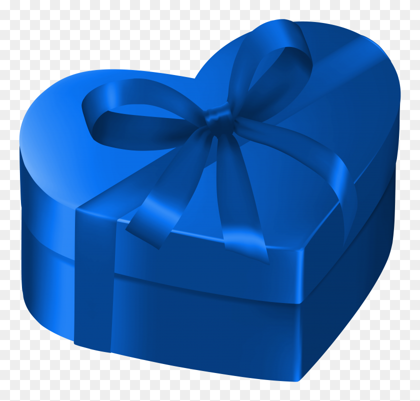 6128x5835 Blue Heart Gift Box Png Clipart - Gift Box PNG