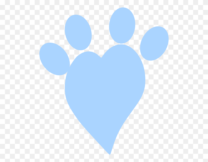 522x593 Blue Heart Paw Clip Arts Download - Paw Heart Clipart