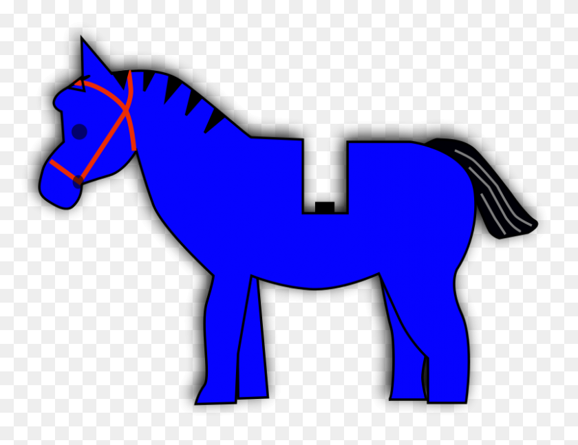 800x603 Blue Horse Head Silhouette Clip Art - Horse Head Clipart