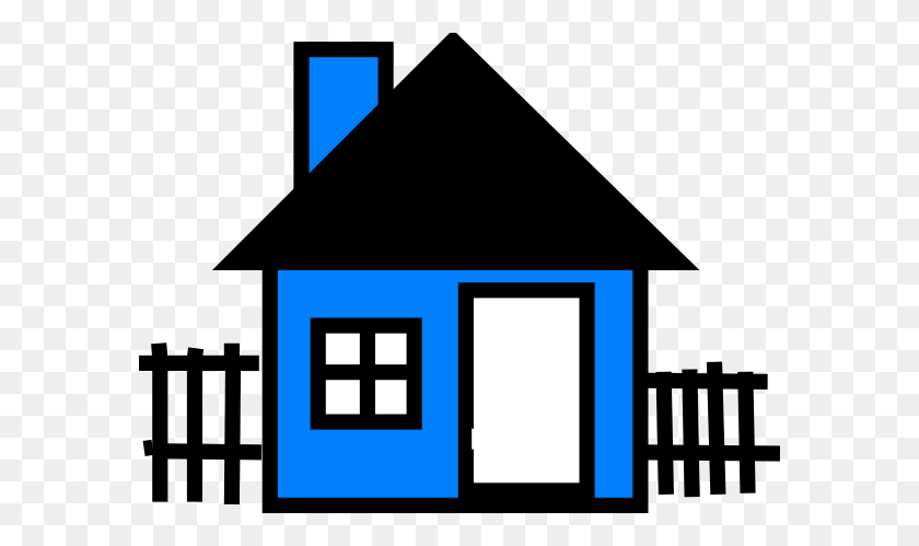600x439 Blue House Clip Art - Blue House Clipart