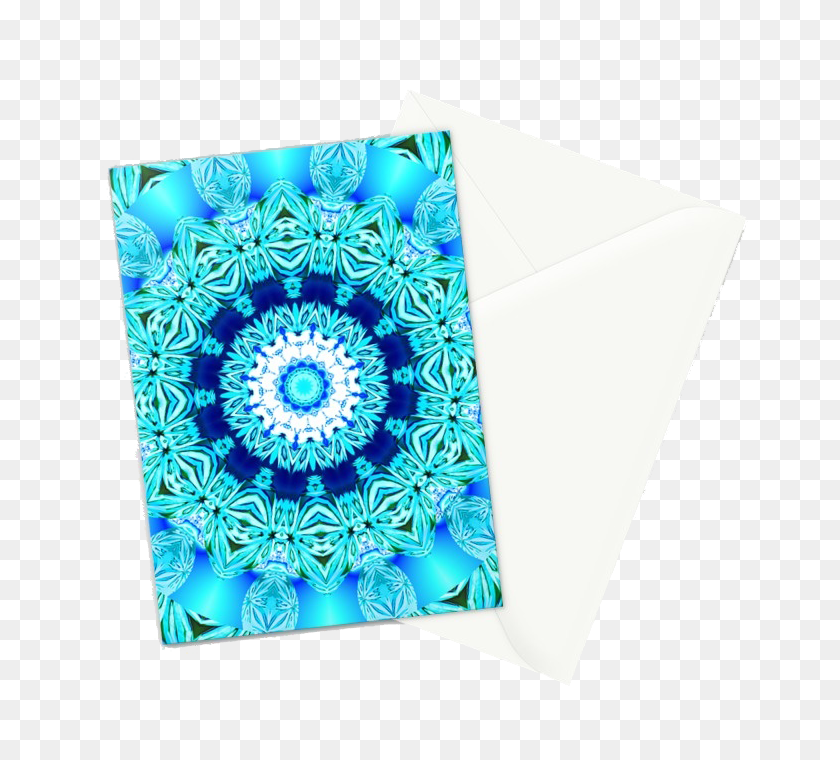 700x700 Blue Ice Glass Mandala, Abstract Aqua Lace Greeting Card - Lace Pattern PNG