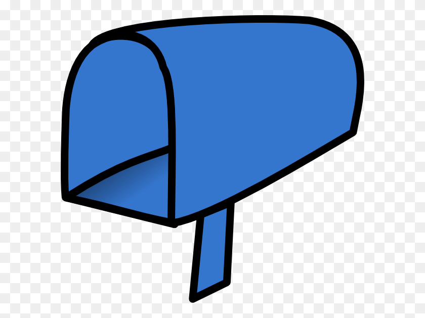 600x569 Blue Mailbox Open Clip Art - Open Box Clipart