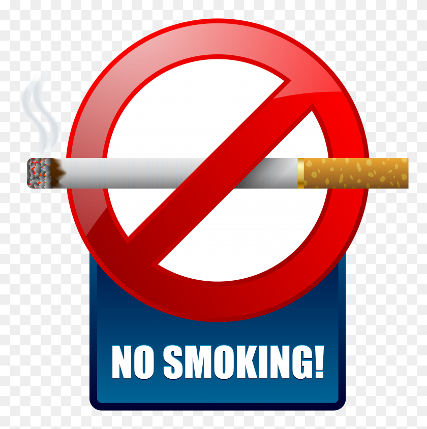 5000x5035 Blue No Smoking Warning Sign Png Clipart - No Smoking Sign Clipart