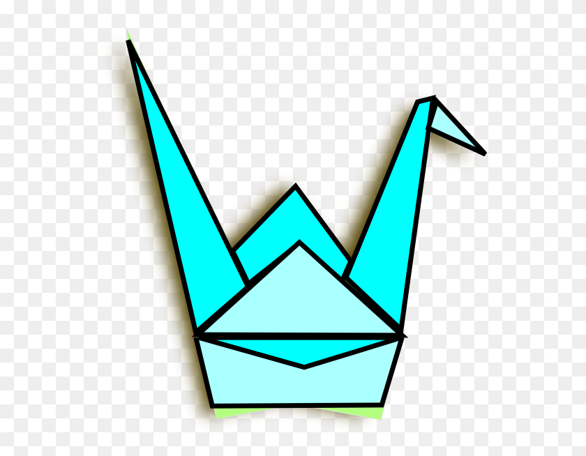 564x594 Blue Origami Crane Clip Art - Origami Clipart