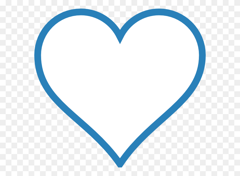 600x557 Blue Outline Heart Png, Clip Art For Web - Heart Outline Clipart