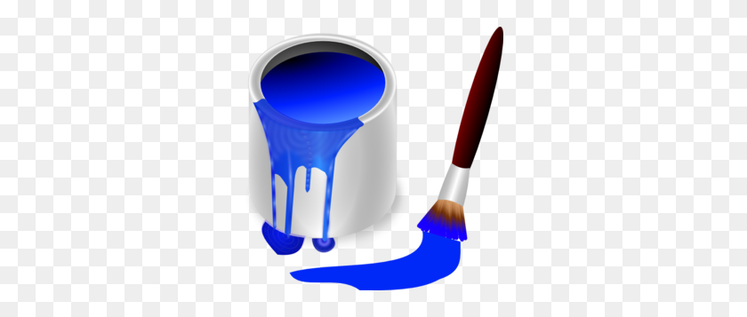 292x297 Blue Paint Brush And Can Clip Art - Paint Can Clipart