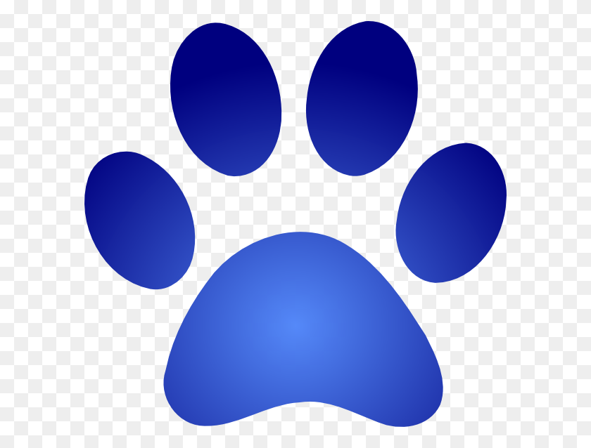 600x578 Blue Paw Print With Gradient Clip Arts Download - Paw Print PNG