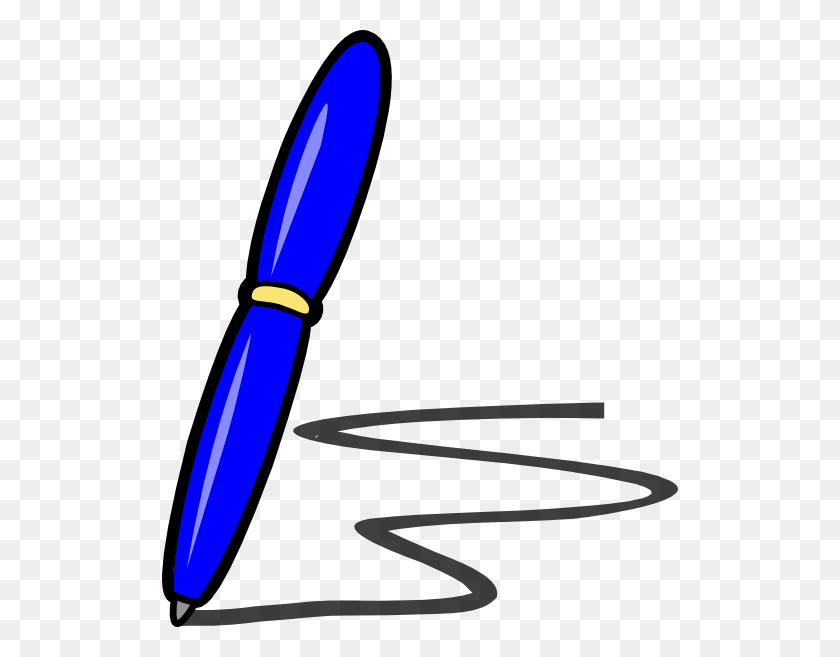 516x597 Blue Pen Clip Art - Pen Clipart PNG