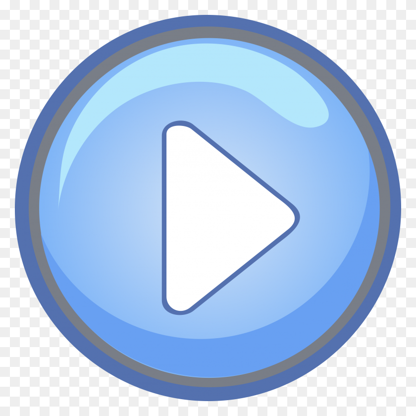 2401x2400 Blue Play Button Pressed Down Icons Png - Play Button Icon PNG