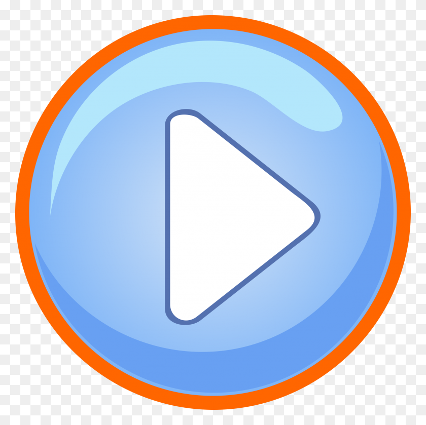 2401x2400 Blue Play Button With Focus Icons Png - Focus PNG