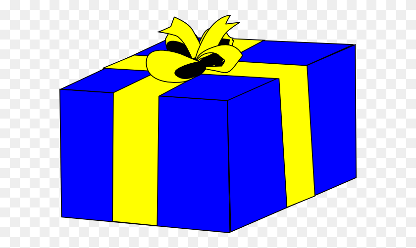 600x442 Синий Подарок Картинки - Завернутый Подарок Клипарт