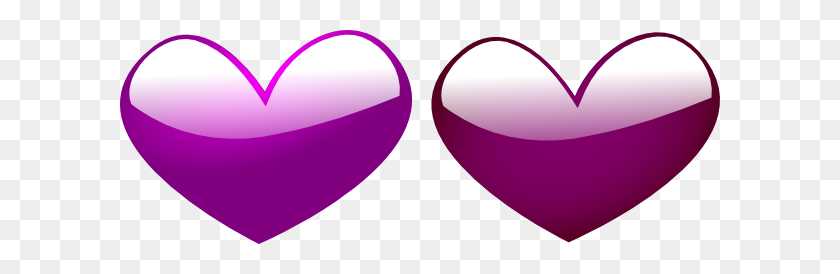 600x214 Blue Purple Hearts Clip Art - Blue Heart Clipart