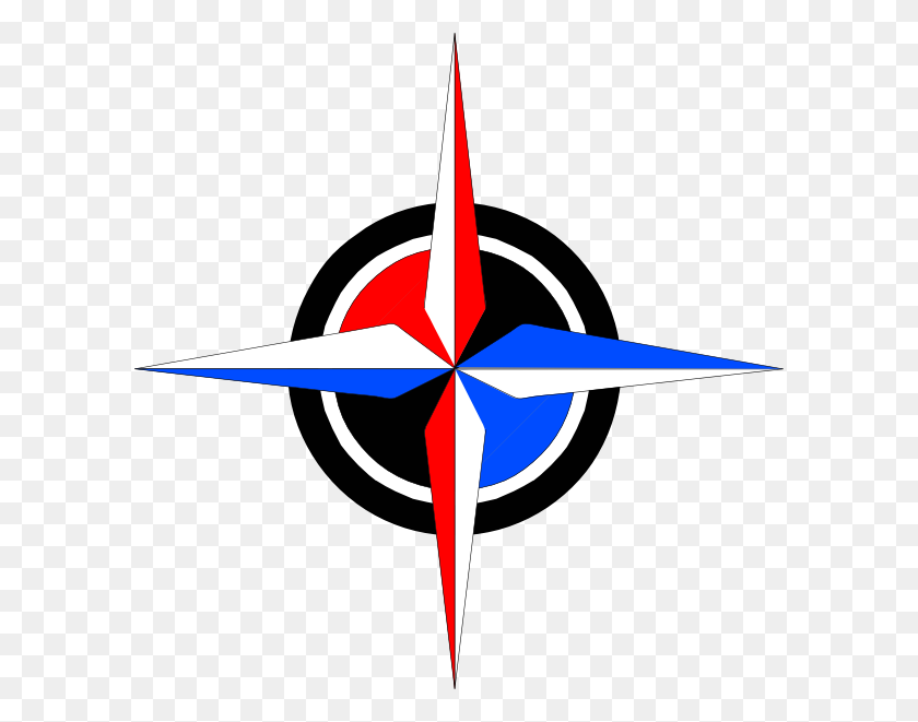 594x601 Blue Red Compass Rose Clip Art - Nautical Compass Clipart