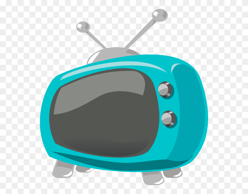 570x598 Blue Retro Television Clip Art - Retro Tv Clipart