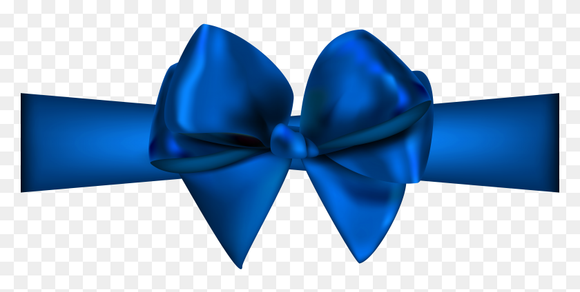 7000x3274 Blue Ribbon With Bow Png Clip Art - Silver Ribbon PNG