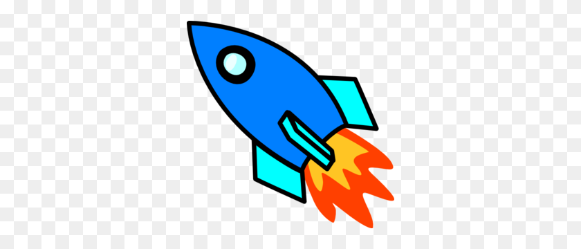 300x300 Blue Rocket Clip Art - Rocket Clipart