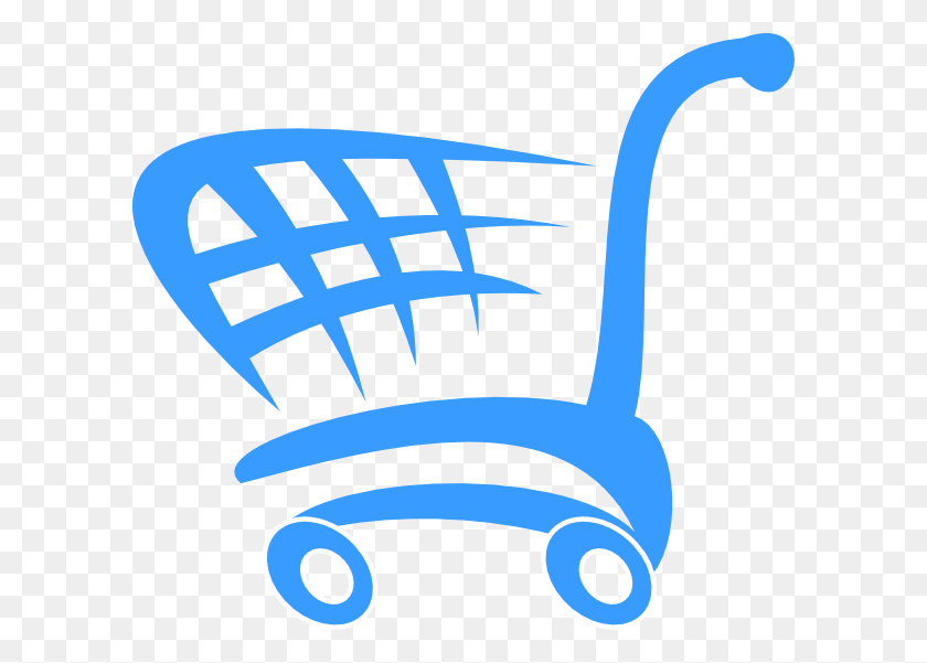 600x541 Blue Shopping Cart Png, Clip Art For Web - Shopping Clipart