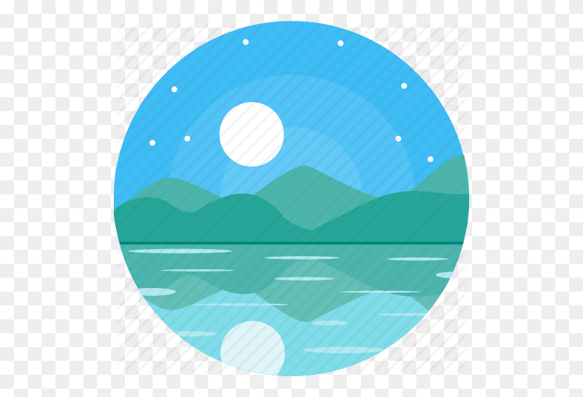 512x512 Icono De Cielo Azul, Lago, Luna, Noche, Río, Cielo, Estrellas - Cielo Azul Png