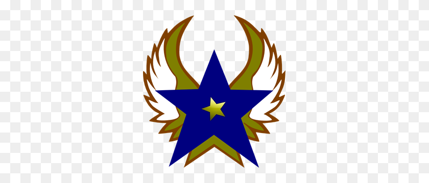 279x299 Blue Star With Gold Star And Wings Png, Clip Art For Web - Wings Clipart