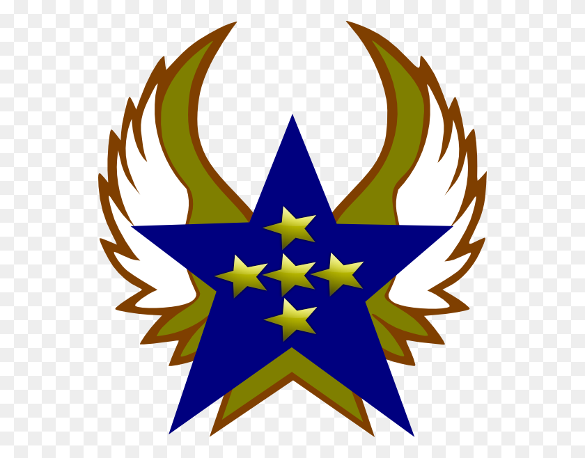 558x598 Blue Star With Gold Star And Wings Png, Clip Art For Web - 5 Clipart