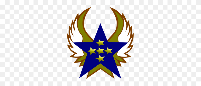 279x299 Estrella Azul Con Estrella Dorada Y Alas Png, Imágenes Prediseñadas Para Web - Estrella Dorada Png