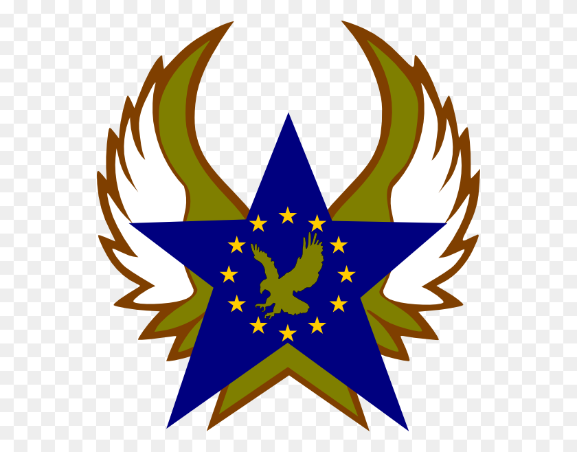 558x598 Blue Star With Gold Stars And Eagle Clip Art - Eagle And Flag Clipart