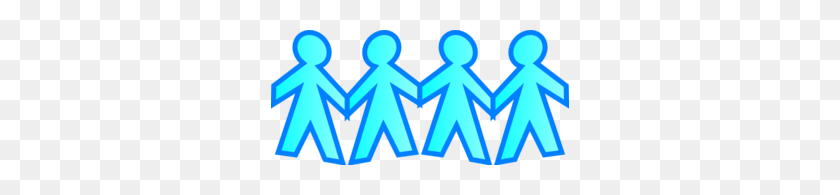 298x135 Blue Stick People Clip Art - People Holding Hands Clipart