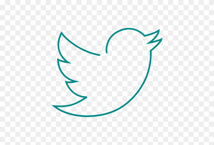 512x512 Blue Twitter Bird Line Icon - Twitter Bird PNG
