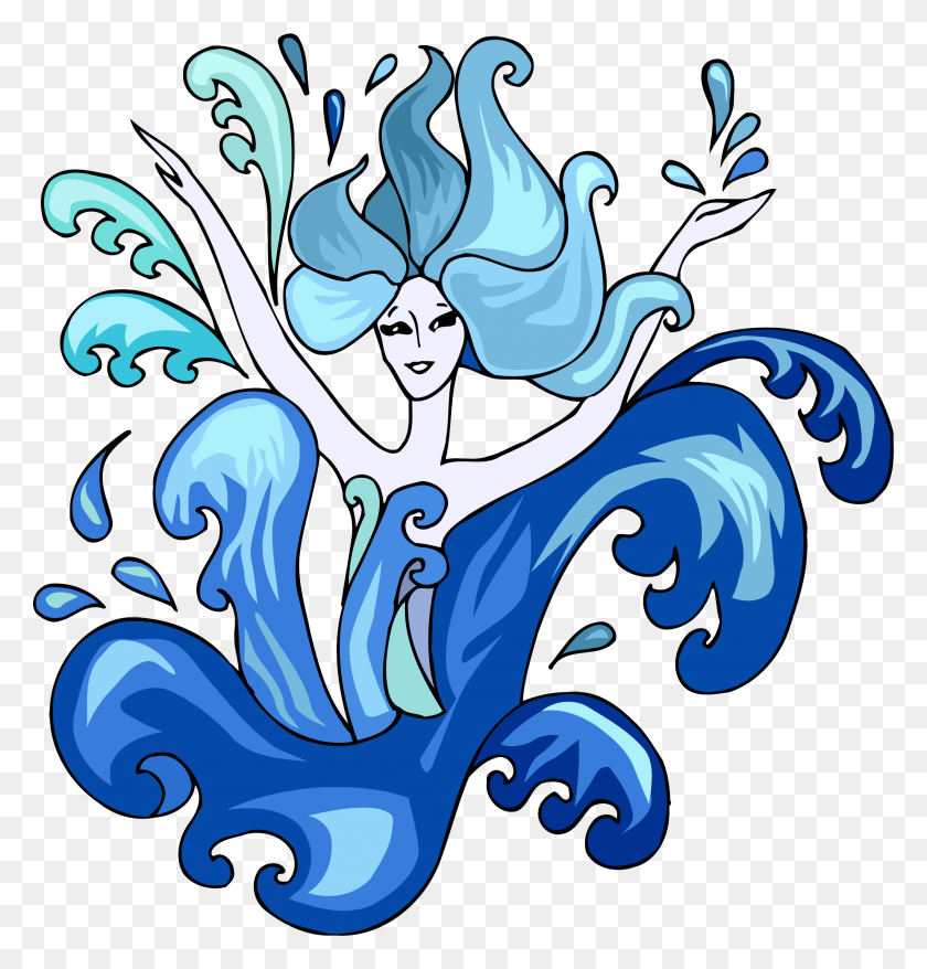 2266x2379 Векторное Изображение `` Танцовщица В Голубой Воде '' - Клипарт По Договору