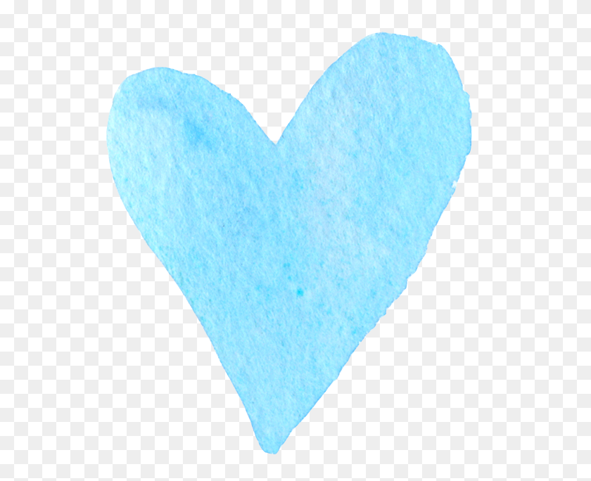 564x624 Голубое Акварельное Сердце - Акварельное Сердце Png