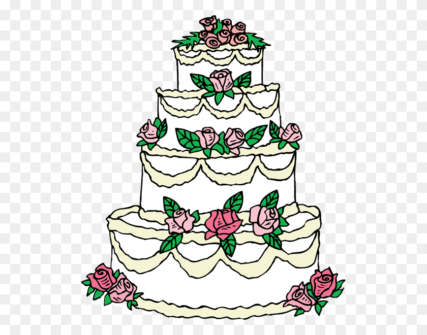 520x600 Blue Wedding Cake Clip Art - Wedding Clipart