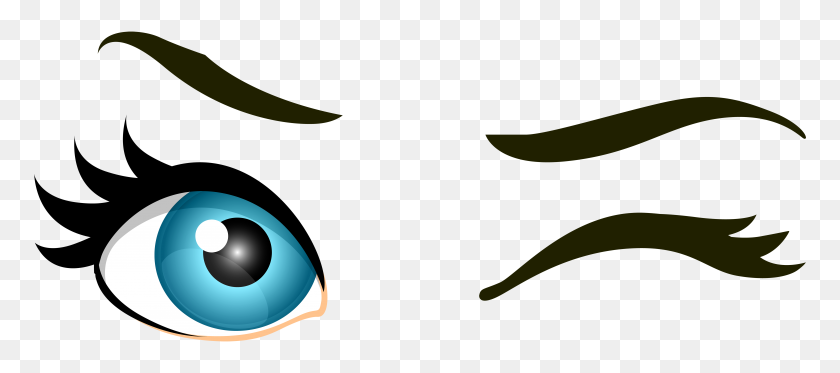 7000x2809 Голубые Подмигивающие Глаза Png Клипарт - Глаз Png