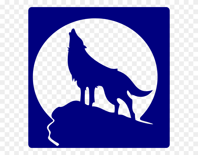 600x597 Blue Wolf Silhouette To The Moon Clip Art - Wolves PNG