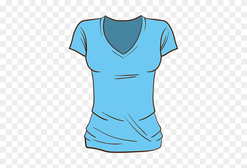 512x512 Camiseta Azul De Las Mujeres De Dibujos Animados - Camisa Azul Png