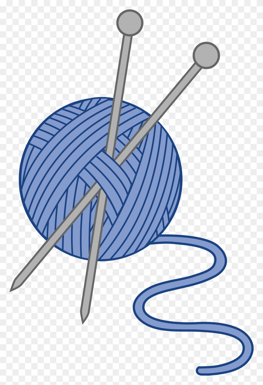 3206x4809 Blue Yarn And Knitting Needles - Needle Clipart