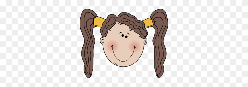 299x234 Blushing Girl In Pigtails Clip Art - Pigtails Clipart