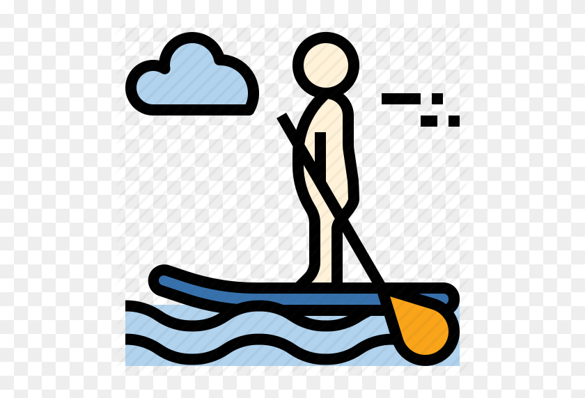 512x512 Boarding, Paddle, Standup, Surfing Icon - Paddle Board Clip Art