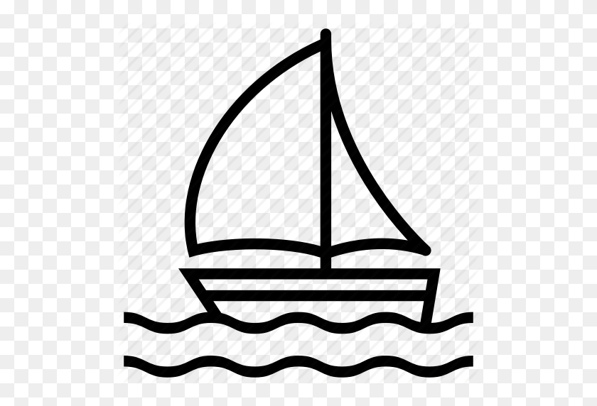 512x512 Boat, Fish, Holiday, Marine, Nautical, Ocean, Sail, Sea, Ship - Vacation Clipart Black And White