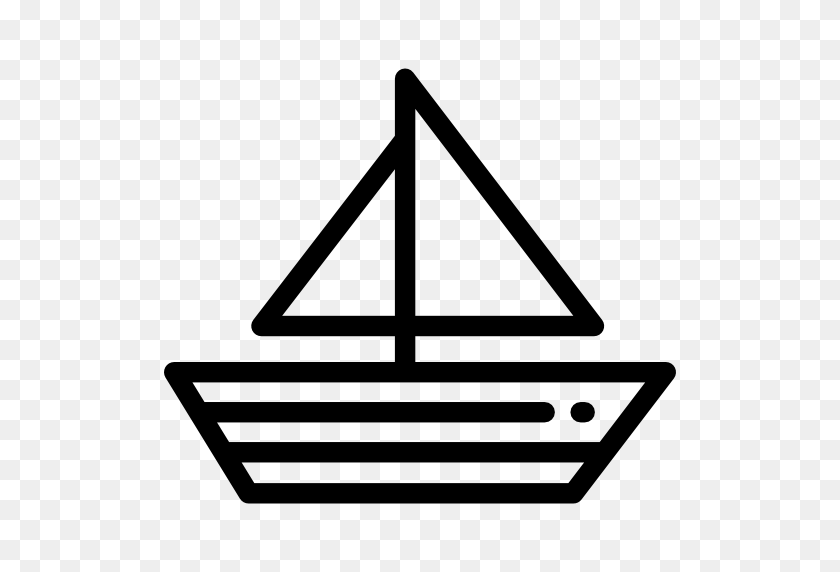 512x512 Иконка Лодка - Яхта Клипарт Черно-Белый