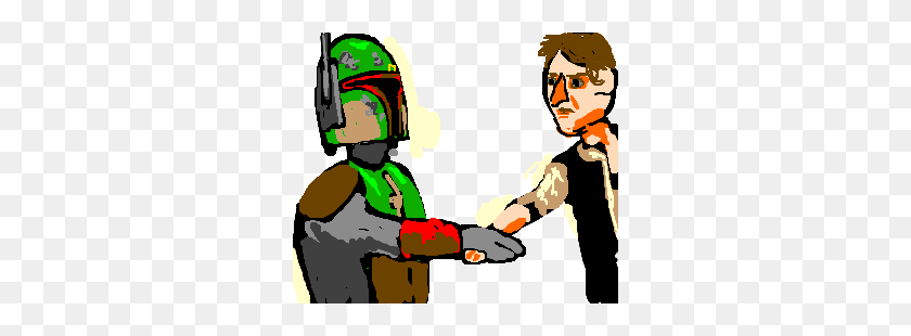 300x250 Boba Fett And Han Solo Shake Hands - Han Solo PNG