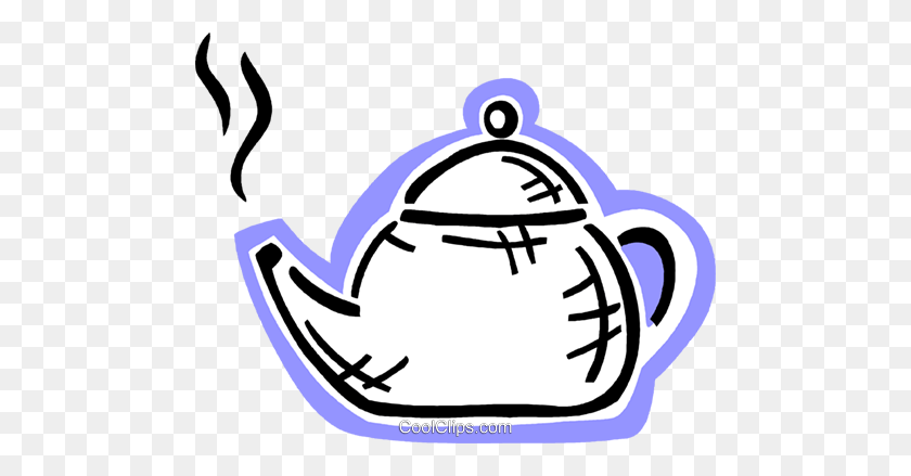 480x379 Boiling Teapot Royalty Free Vector Clip Art Illustration - Teapot Clipart