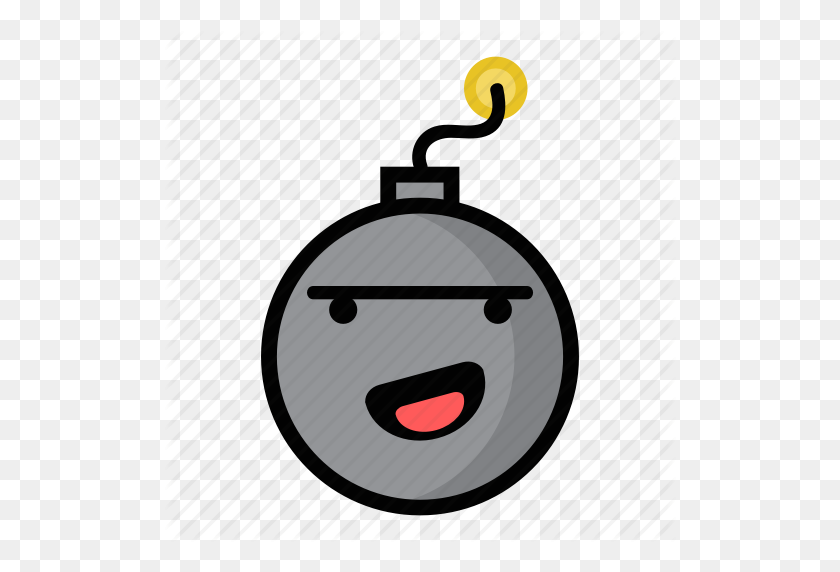 512x512 Bomb, Boom, Dynamite, Explode, Happy, Smiling, Weapon Icon - Bomb Emoji PNG