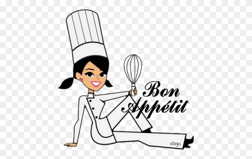 455x470 Bon Dessin Femme Chef Cuisinier - Клипарт Приятного Аппетита
