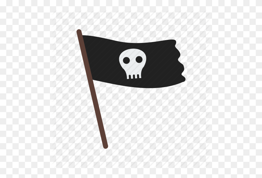 512x512 Hueso, Color, Peligro, Bandera, Pirata, Signo, Icono De Calavera - Bandera Pirata Png