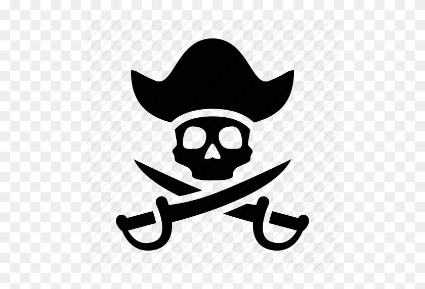 512x512 Кости, Пиратство, Пират, Скелет, Череп, Мечи, Значок Торрента - Пиратский Череп Png