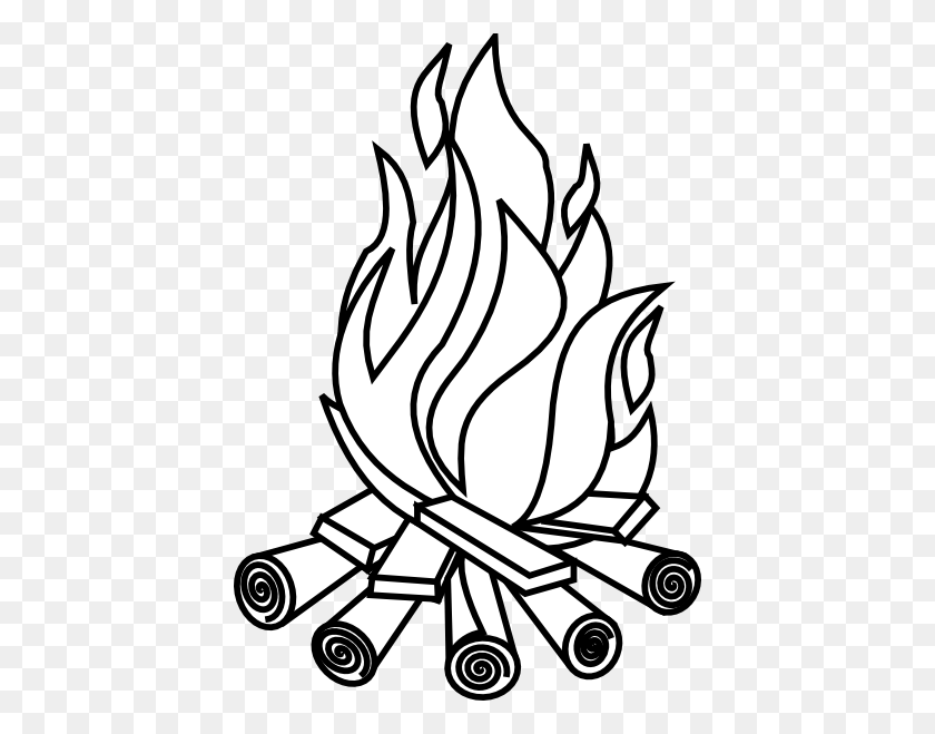 420x599 Bonfire Cartoon - Smore Clipart Black And White