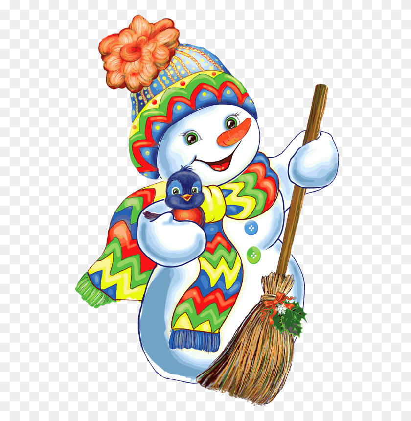 548x800 Bonhommes Neige Balai Bonnet Echarpe Colores Snowmen Melt My - Melt Clipart