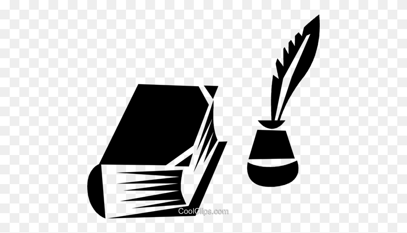 480x421 Book An Bottle Of Ink With A Feather Pen Royalty Free Vector Clip - Quill Pen Clipart