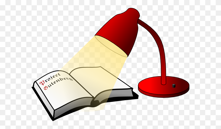 600x433 Book And Lamp Clip Art - Red Book Clipart