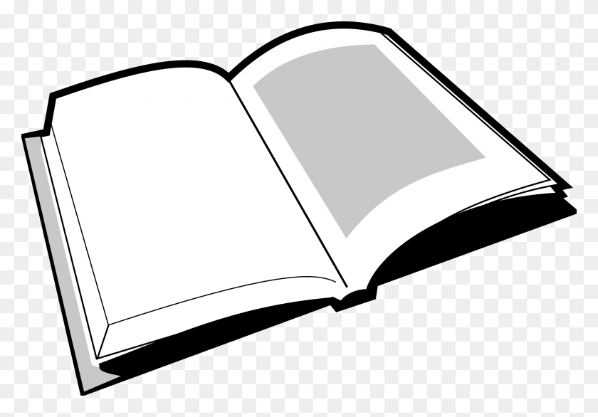 2400x1619 Книга Черно-Белый Открытый Блокнот Клипарт Черный И Белый - Книга И Карандаш Клипарт